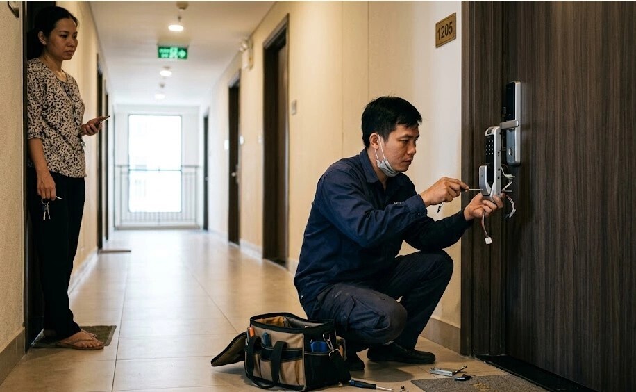 Thợ khóa bị đe dọa bằng dao sau khi mở cửa theo yêu cầu của người vợ